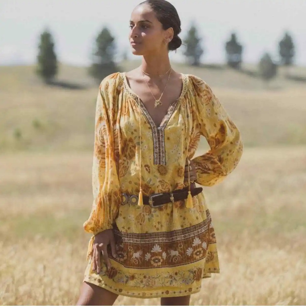 Spell & the Gypsy Collective Mystic Tunic long sleeve Dress Sunflower Yellow